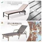 Crestlive Products Ensemble de 3 chaises longues d'extérieur en métal et table d'appoint pour terrasse