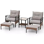 Set da giardino Costway 5 pezzi con tavolino da caffè a 2 livelli e 2 pouf con cuscini inclusi