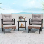 Set da giardino Costway 5 pezzi con tavolino da caffè a 2 livelli e 2 pouf con cuscini inclusi