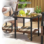 Set da giardino Costway 5 pezzi con tavolino da caffè a 2 livelli e 2 pouf con cuscini inclusi