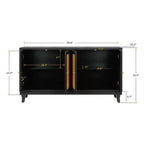 Madia in rattan, Mobile contenitore con ante in rattan, Credenza a buffet autoportante per ingresso, soggiorno, corridoio