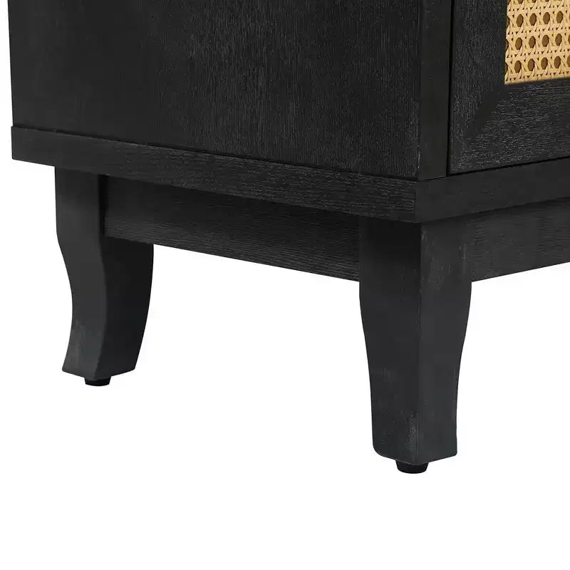 Madia in rattan, Mobile contenitore con ante in rattan, Credenza a buffet autoportante per ingresso, soggiorno, corridoio