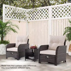 Costway 5 PCS Patio Conversation Set with 2 Chairs 2 Ottomans & 1 Coffee Table for Backyard Beige
