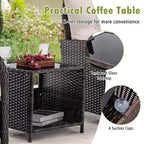 Set Salotto da Esterno 5 Pezzi Costway con 2 Sedie, 2 Pouf e 1 Tavolino da Caffè, Beige