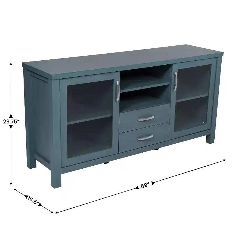 Flash Furniture Dion Mobile Contenitore Moderno per Cucina e Sala da Pranzo, Legno Ingegnerizzato con 2 Ante in Vetro Temperato, 2 Cassetti, Ripiano Aperto
