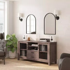 Flash Furniture Dion Mobile Contenitore Moderno per Cucina e Sala da Pranzo, Legno Ingegnerizzato con 2 Ante in Vetro Temperato, 2 Cassetti, Ripiano Aperto