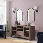 Emma and Oliver Madia/Credenza in Legno Ingegnerizzato per Cucina/Sala da Pranzo con Ripiano Aperto, 2 Cassetti e 2 Ante in Vetro Temperato