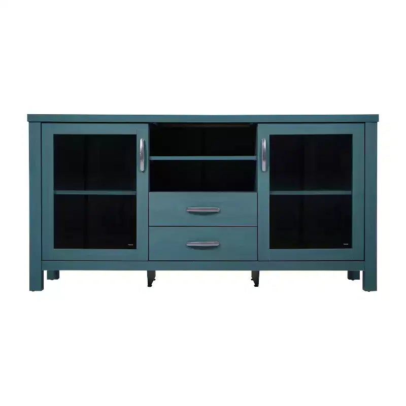 Emma and Oliver Madia/Credenza in Legno Ingegnerizzato per Cucina/Sala da Pranzo con Ripiano Aperto, 2 Cassetti e 2 Ante in Vetro Temperato