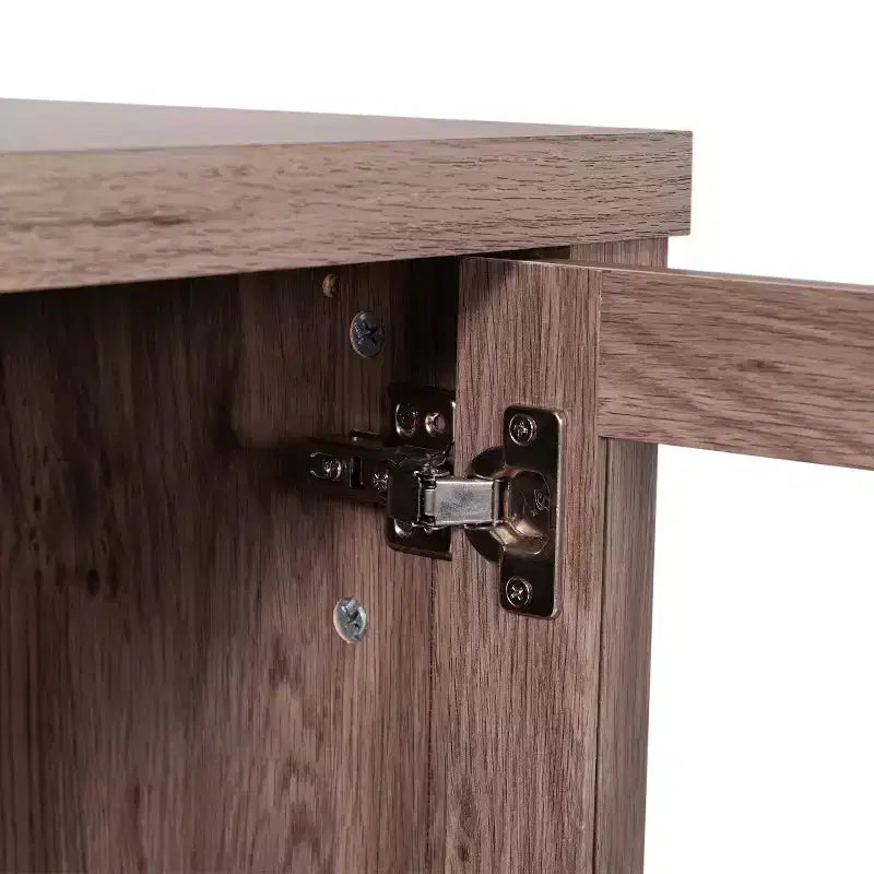 Emma and Oliver Madia/Credenza in Legno Ingegnerizzato per Cucina/Sala da Pranzo con Ripiano Aperto, 2 Cassetti e 2 Ante in Vetro Temperato