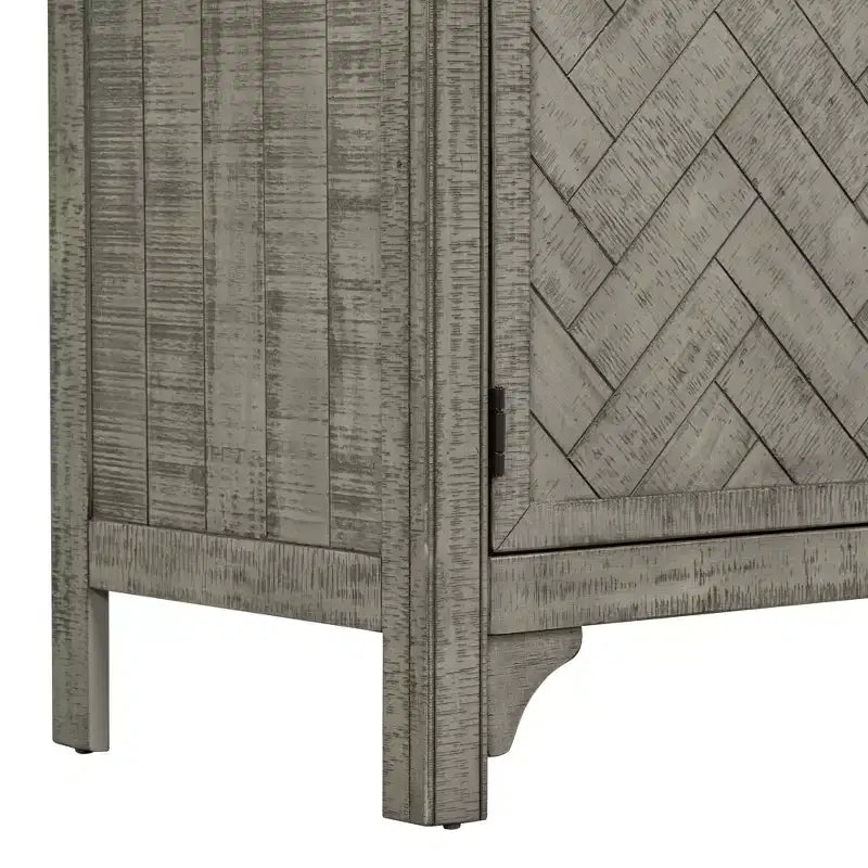 Bahut Rétro Américain 60W avec Étagères Réglables, Meuble de Rangement à 3 Portes pour Salon, Entrée et Bureau 4Q - ModernLuxe
