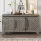 Bahut Rétro Américain 60W avec Étagères Réglables, Meuble de Rangement à 3 Portes pour Salon, Entrée et Bureau 4Q - ModernLuxe