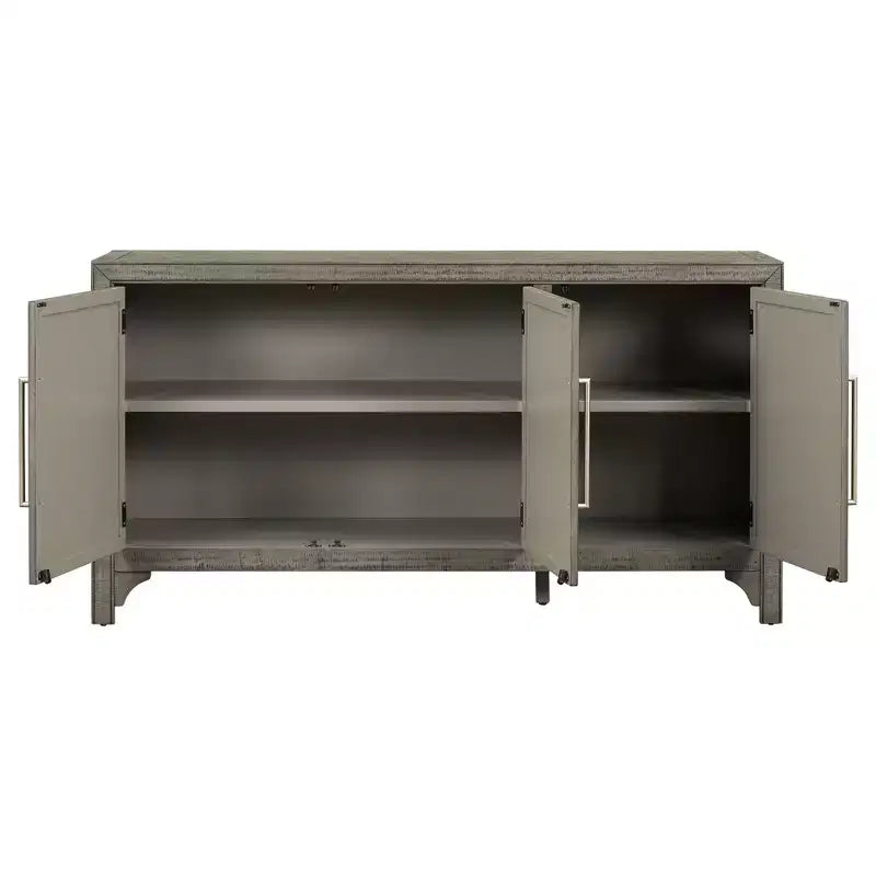 Bahut Rétro Américain 60W avec Étagères Réglables, Meuble de Rangement à 3 Portes pour Salon, Entrée et Bureau 4Q - ModernLuxe