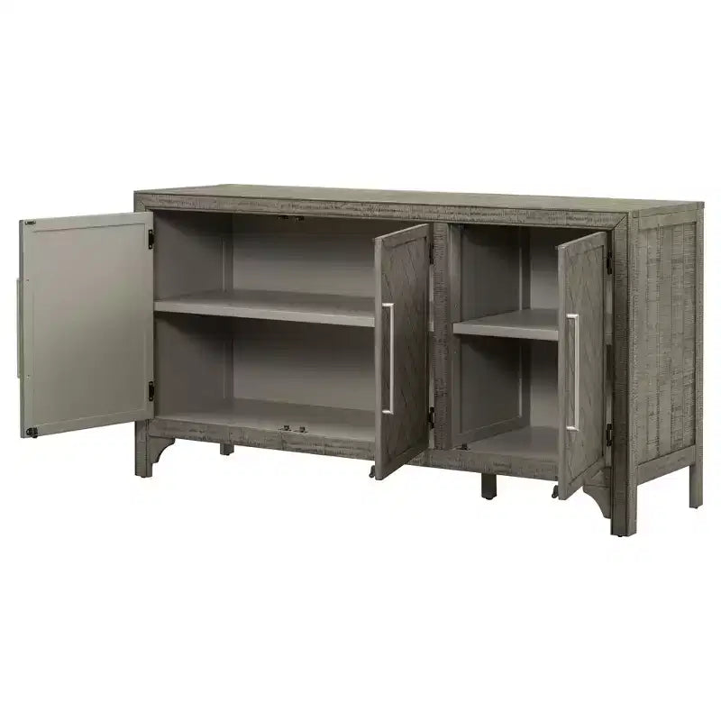 Bahut Rétro Américain 60W avec Étagères Réglables, Meuble de Rangement à 3 Portes pour Salon, Entrée et Bureau 4Q - ModernLuxe
