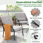 Set di mobili da giardino Costway 4 pezzi, divano da conversazione per esterni, tavolino da caffè in vetro temperato blu navy/grigio