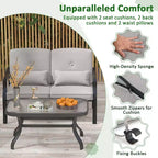 Costway Set Mobili da Giardino 2 Pezzi Divanetto Esterno Tavolino Cuscini Seduta Blu Scuro/Grigio