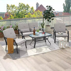 Costway Set Mobili da Giardino 2 Pezzi Divanetto Esterno Tavolino Cuscini Seduta Blu Scuro/Grigio