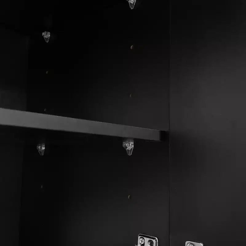 Meuble à chaussures minimaliste de style crème avec 5 pieds en bois massif, buffet avec étagères réglables et portes ondulées 4B - ModernLuxe