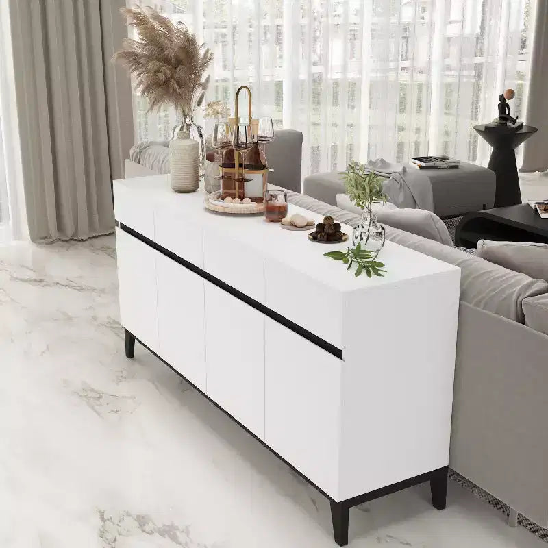 Credenza/Buffet Moderno Bianco a 4 Ante e 4 Cassetti Famapy