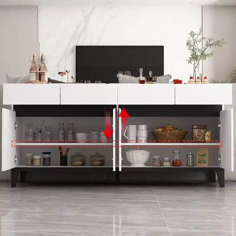 Credenza/Buffet Moderno Bianco a 4 Ante e 4 Cassetti Famapy