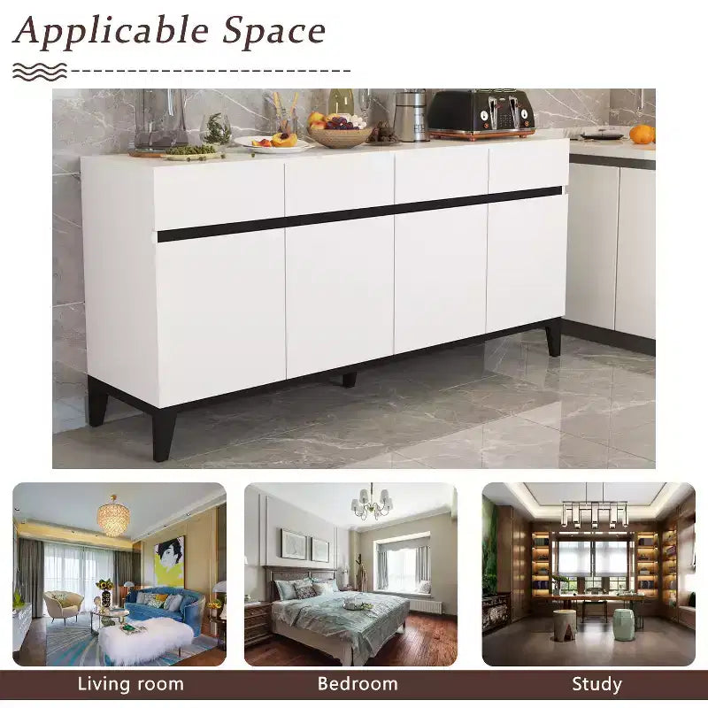 Credenza/Buffet Moderno Bianco a 4 Ante e 4 Cassetti Famapy