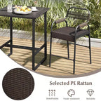 Costway Ensemble de Bar de Jardin 5 Pièces en Rotin avec Coussins