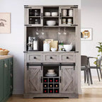 Credenza da bar 72 Farmhouse con anta scorrevole a fienile, buffet alto da cucina con credenza e 3 cassetti