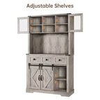 Credenza da bar 72 Farmhouse con anta scorrevole a fienile, buffet alto da cucina con credenza e 3 cassetti