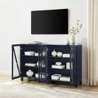 Crosley 60 Cassai Mobile credenza TV 2 pezzi: ante in vetro, ripiani regolabili, gestione cavi