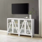 Crosley 60 Cassai Mobile credenza TV 2 pezzi: ante in vetro, ripiani regolabili, gestione cavi