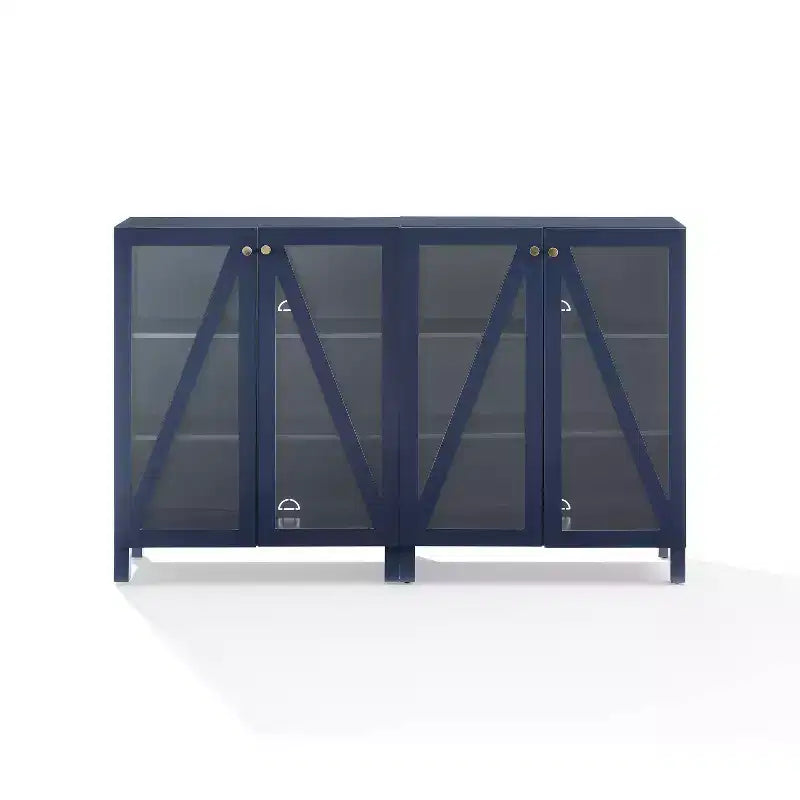 Crosley 60 Cassai Mobile credenza TV 2 pezzi: ante in vetro, ripiani regolabili, gestione cavi