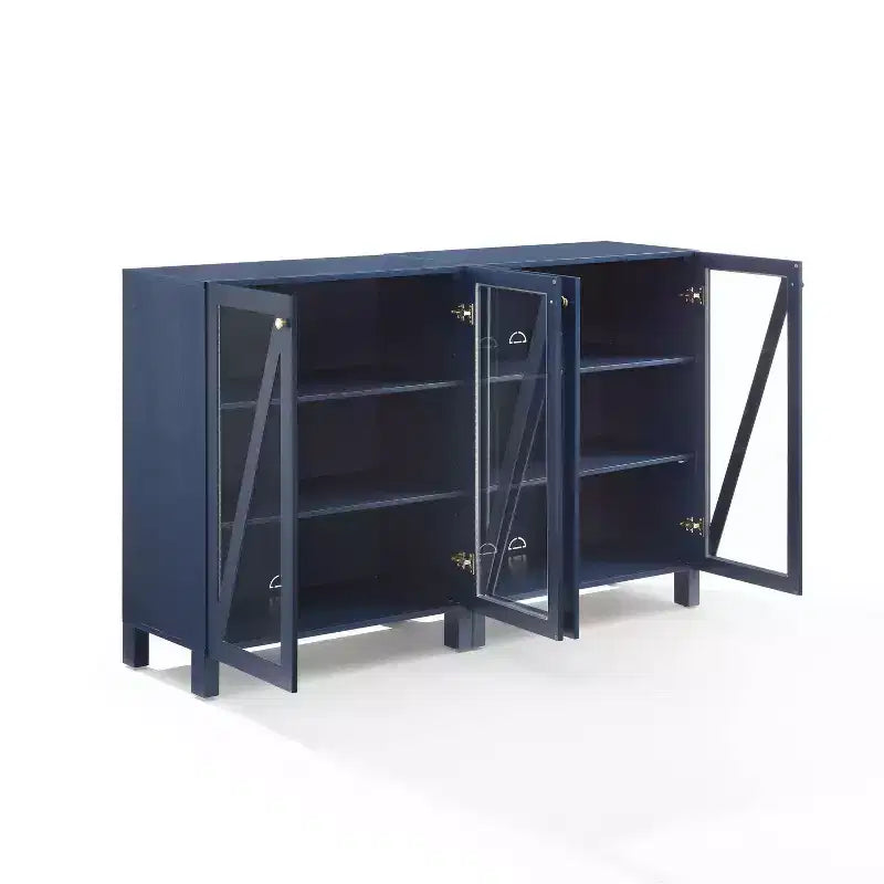 Crosley 60 Cassai Mobile credenza TV 2 pezzi: ante in vetro, ripiani regolabili, gestione cavi