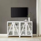 Crosley 60 Cassai Mobile credenza TV 2 pezzi: ante in vetro, ripiani regolabili, gestione cavi