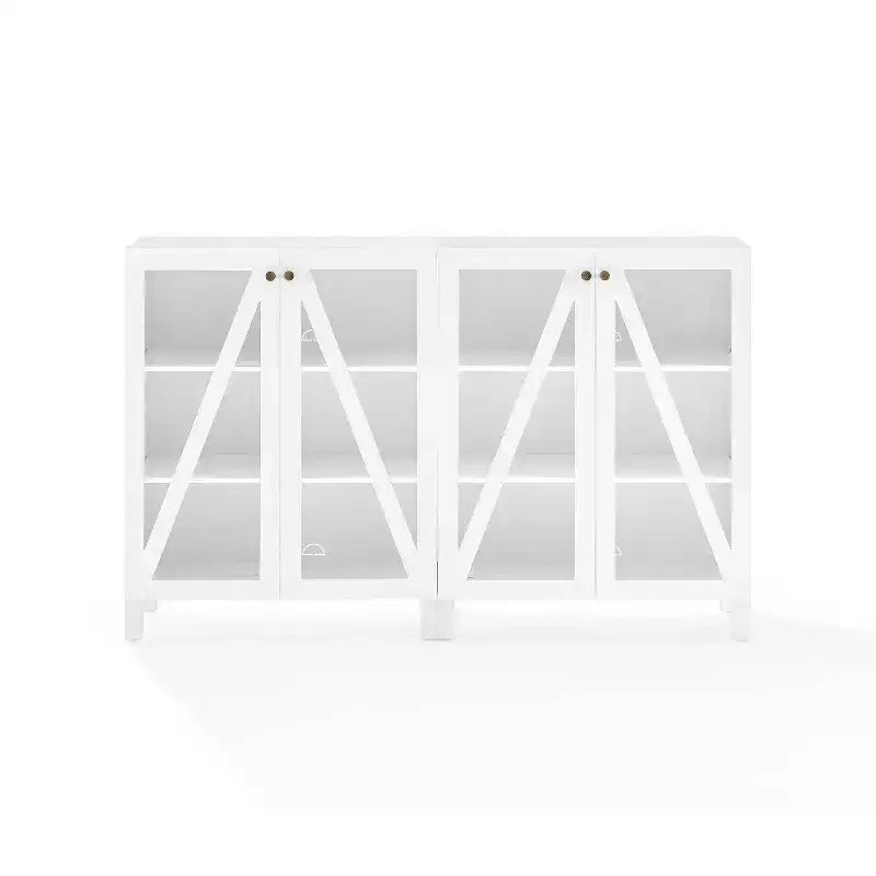 Crosley 60 Cassai Mobile credenza TV 2 pezzi: ante in vetro, ripiani regolabili, gestione cavi
