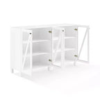 Crosley 60 Cassai Mobile credenza TV 2 pezzi: ante in vetro, ripiani regolabili, gestione cavi