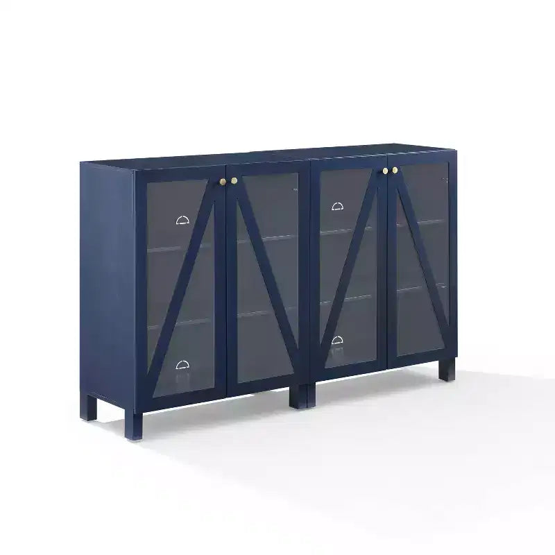 Crosley 60 Cassai Mobile credenza TV 2 pezzi: ante in vetro, ripiani regolabili, gestione cavi