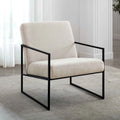 Fauteuil d'appoint moderne en tissu beige clair avec design compact pour salon