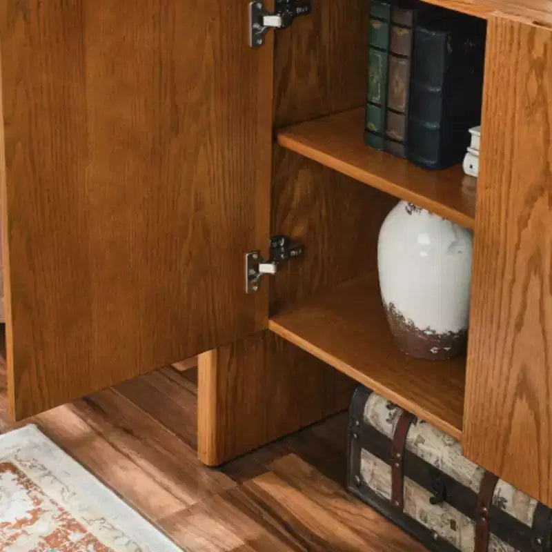 Madia in MDF noce, mobile credenza con contenitore per sala da pranzo, mobile contenitore in stile country, adatto per ingresso, corridoio, soggiorno, cucina, sala da pranzo
