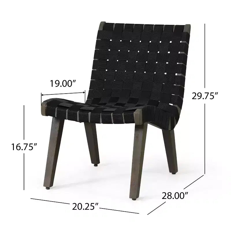 GDFStudio Ocilla Set Salotto da Esterno 3 Pezzi in Legno di Acacia e Intreccio di Corda, Nero/Grigio