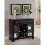 Kings Brand Furniture Madia Credenza con portabottiglie, colore nero