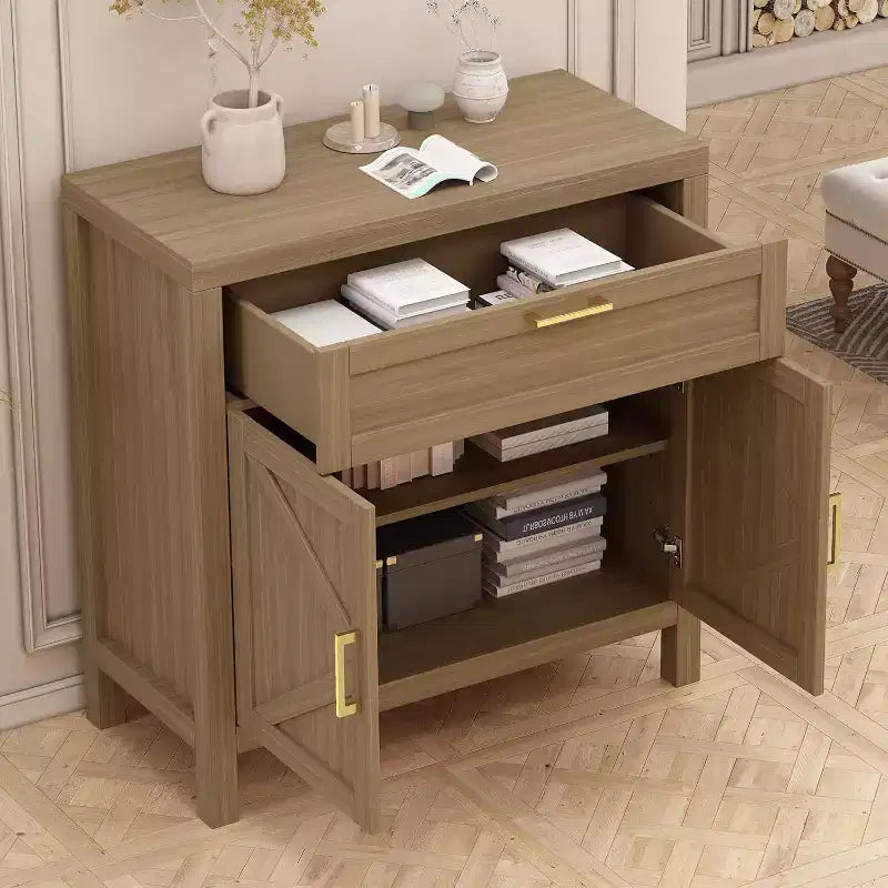 Garvee Buffet Bahut de Rangement 87 cm avec 2 Portes et Étagère Réglable, Meuble Console/Bar à Café pour Entrée, Salon ou Cuisine