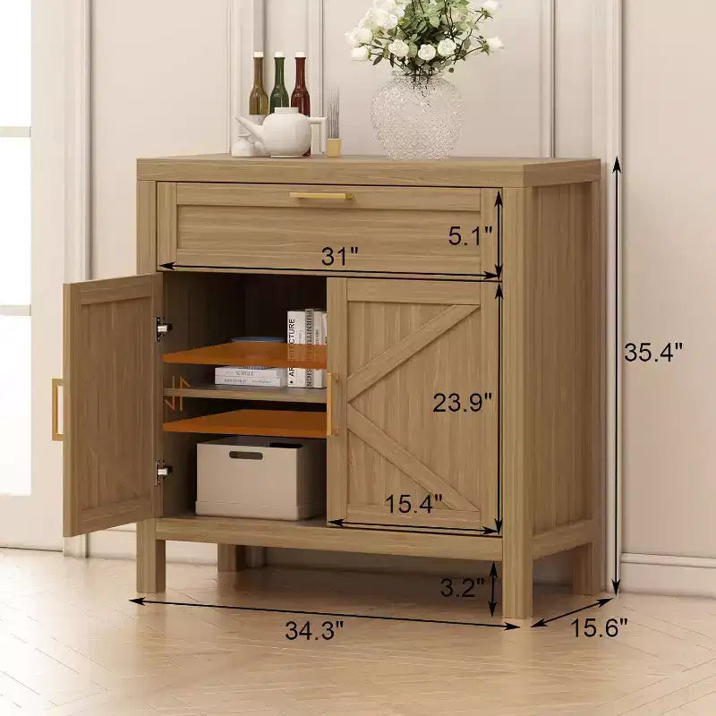 Garvee Buffet Bahut de Rangement 87 cm avec 2 Portes et Étagère Réglable, Meuble Console/Bar à Café pour Entrée, Salon ou Cuisine