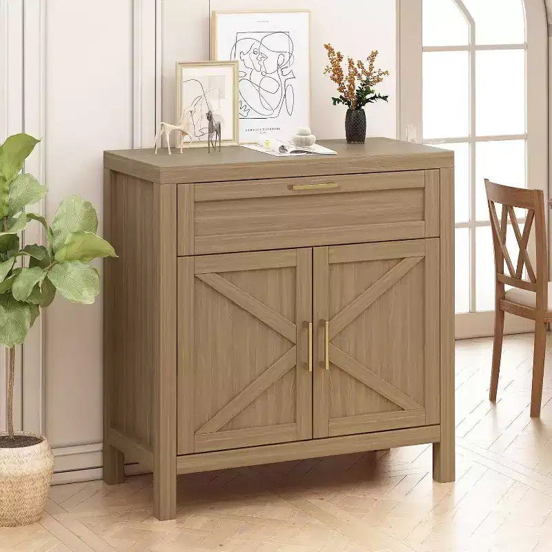 Garvee Buffet Bahut de Rangement 87 cm avec 2 Portes et Étagère Réglable, Meuble Console/Bar à Café pour Entrée, Salon ou Cuisine