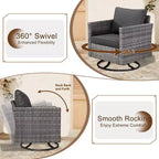 Ovios Tampa Set da 8 Pezzi per Conversazione da Esterno in Rattan con Sedie Girevoli e Cuscini