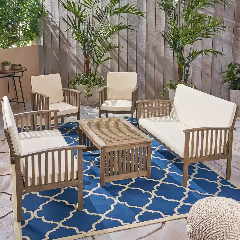 Ensemble de canapé 5 pièces en bois d'acacia Carolina - Christopher Knight Home: