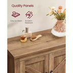 VASAGLE Collezione LIRY - Mobiletto Contenitore in Stile Rustico, Mobile Bagno a Terra con Ante Scorrevole, Dispensa Autoportante per Cucina, Ripiani Regolabili