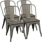 Yaheetech Set di 4 Sedie da Pranzo in Metallo con Sedie Impilabili in Legno