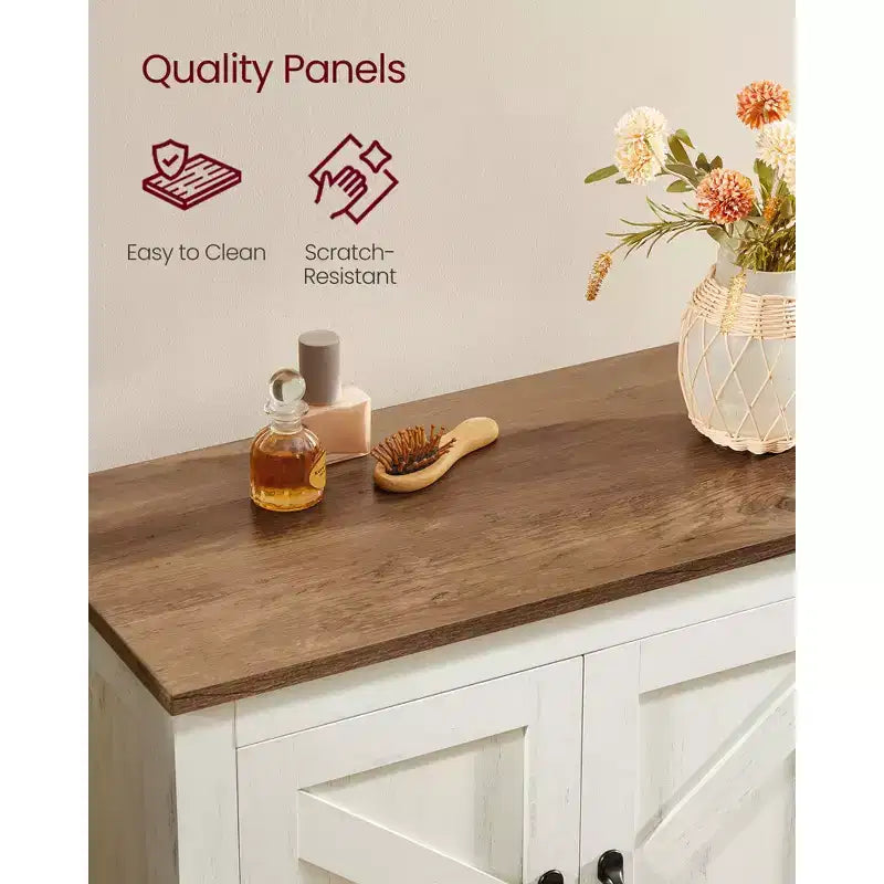 VASAGLE Collezione LIRY - Mobiletto Contenitore in Stile Rustico, Mobile Bagno a Terra con Ante Scorrevole, Dispensa Autoportante per Cucina, Ripiani Regolabili