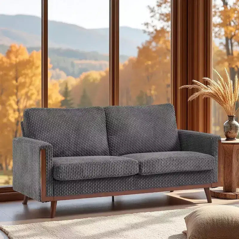 VINGLI Divanetto comodo in stile Mid-Century da 172 cm (68' W), divano a due posti con supporto a molla e struttura in legno massello, piccolo divano in tessuto a coste