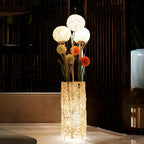 Lampada da terra in rattan LED a colonna con spina per soggiorno
