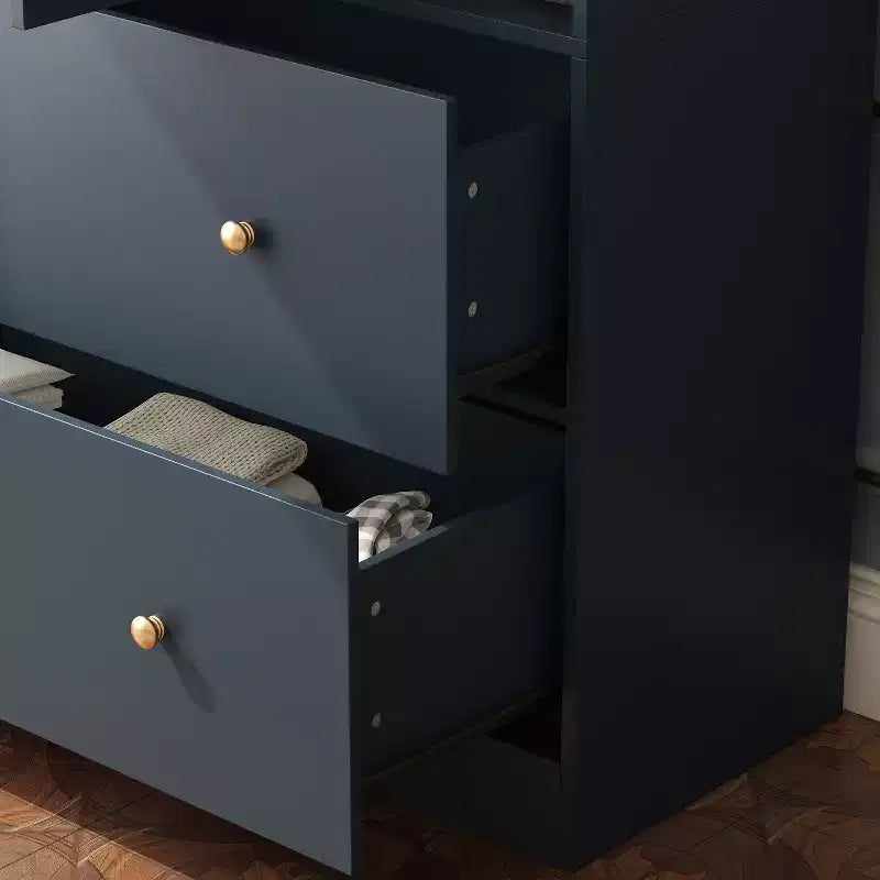 Armoire 2 portes avec miroir, tringle à vêtements et 2 tiroirs